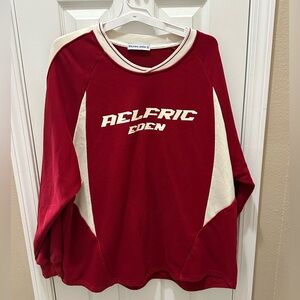 Aelfric Eden oversized crewneck sweatshirt size XL red and off white 100% cotton